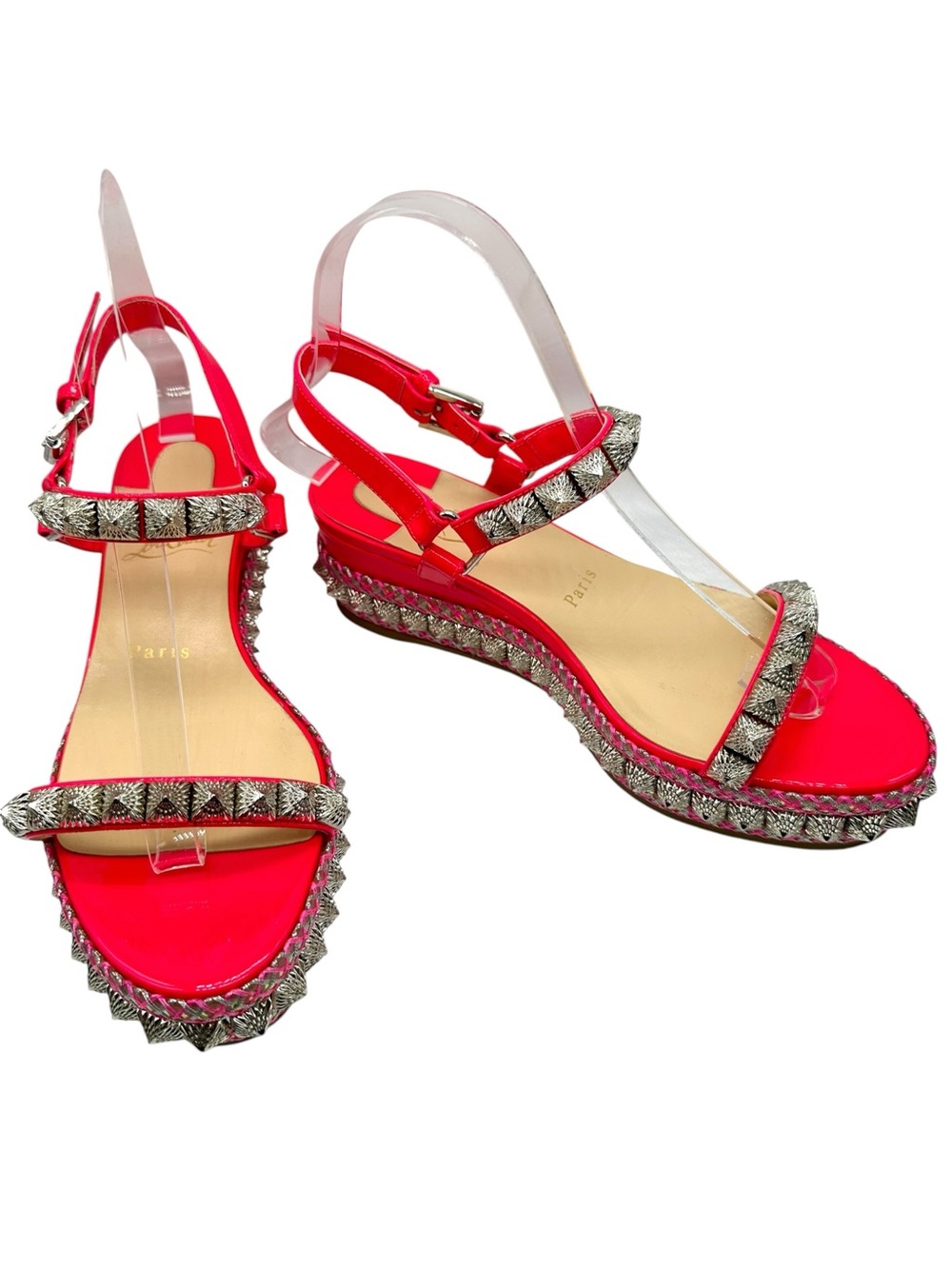 Christian Louboutin Pyraclou 60 mm Patent leather Platform Espadrille Sandals 37